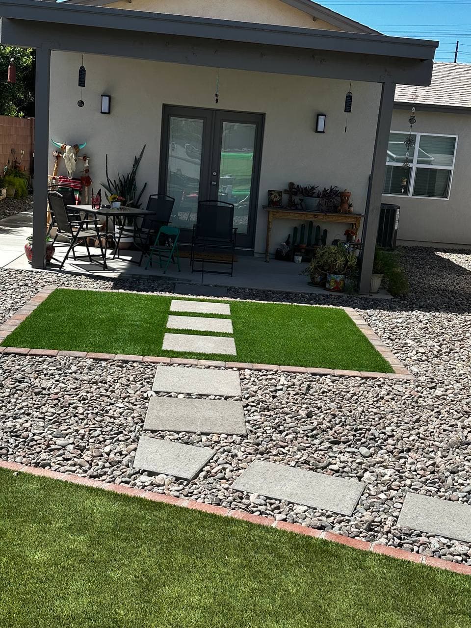 Paver walkway & artificial turf install